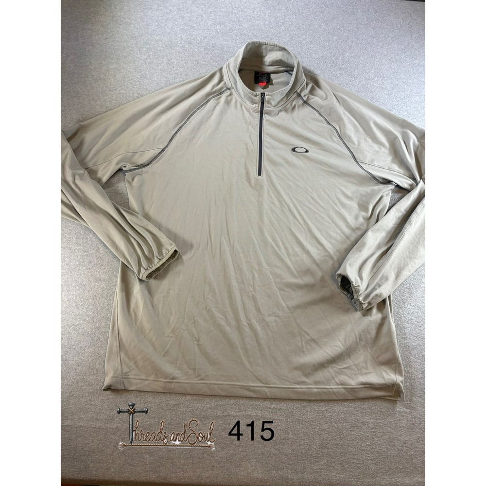 Oakley O-Hydrolix Mens XL Quarter Zip Pullover Tan Khaki Long Sleeve Shirt